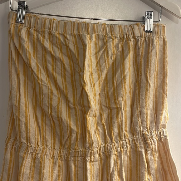 Cloth & Stone medium yellow& white strip strapless distressed style mini dress - Picture 2 of 4